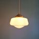 Pair of Art Deco conical white opaline pendant lights, 1920-30