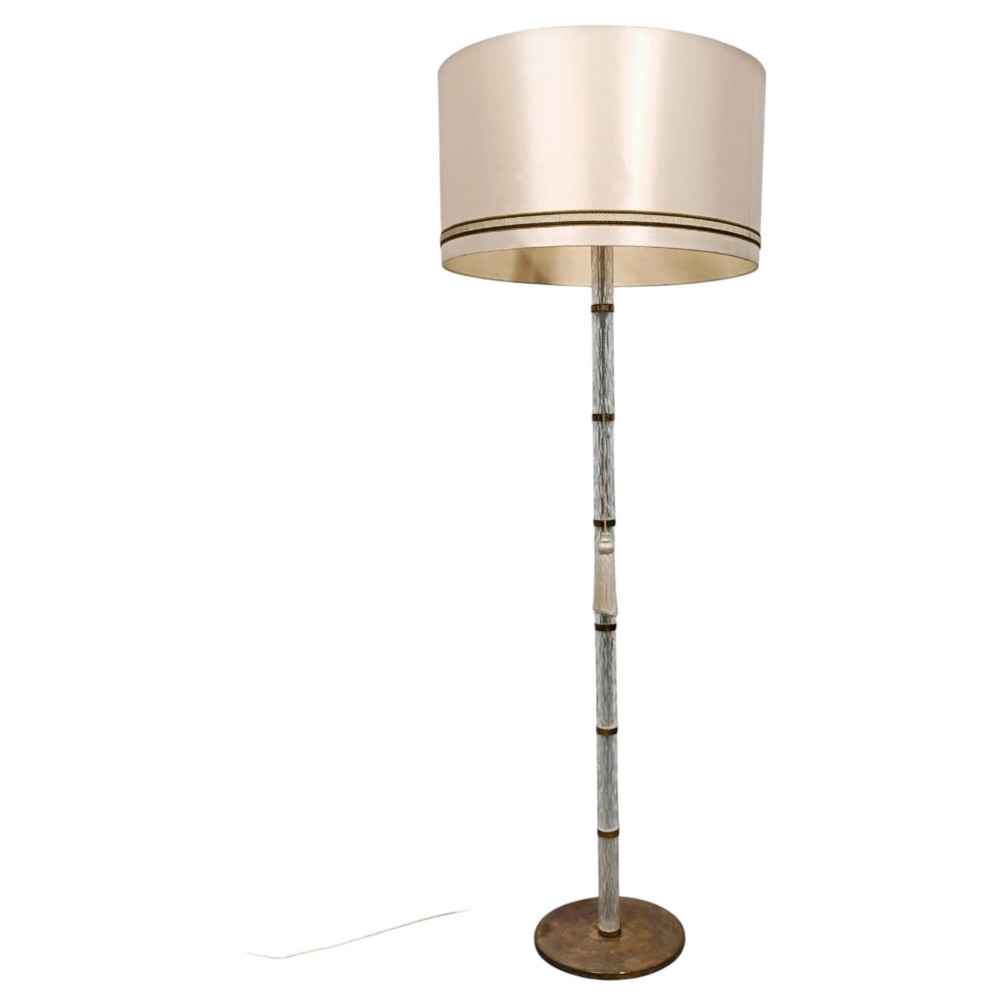 Mid-Century frosted glass floor lamp brass Richard Essig 1960s
