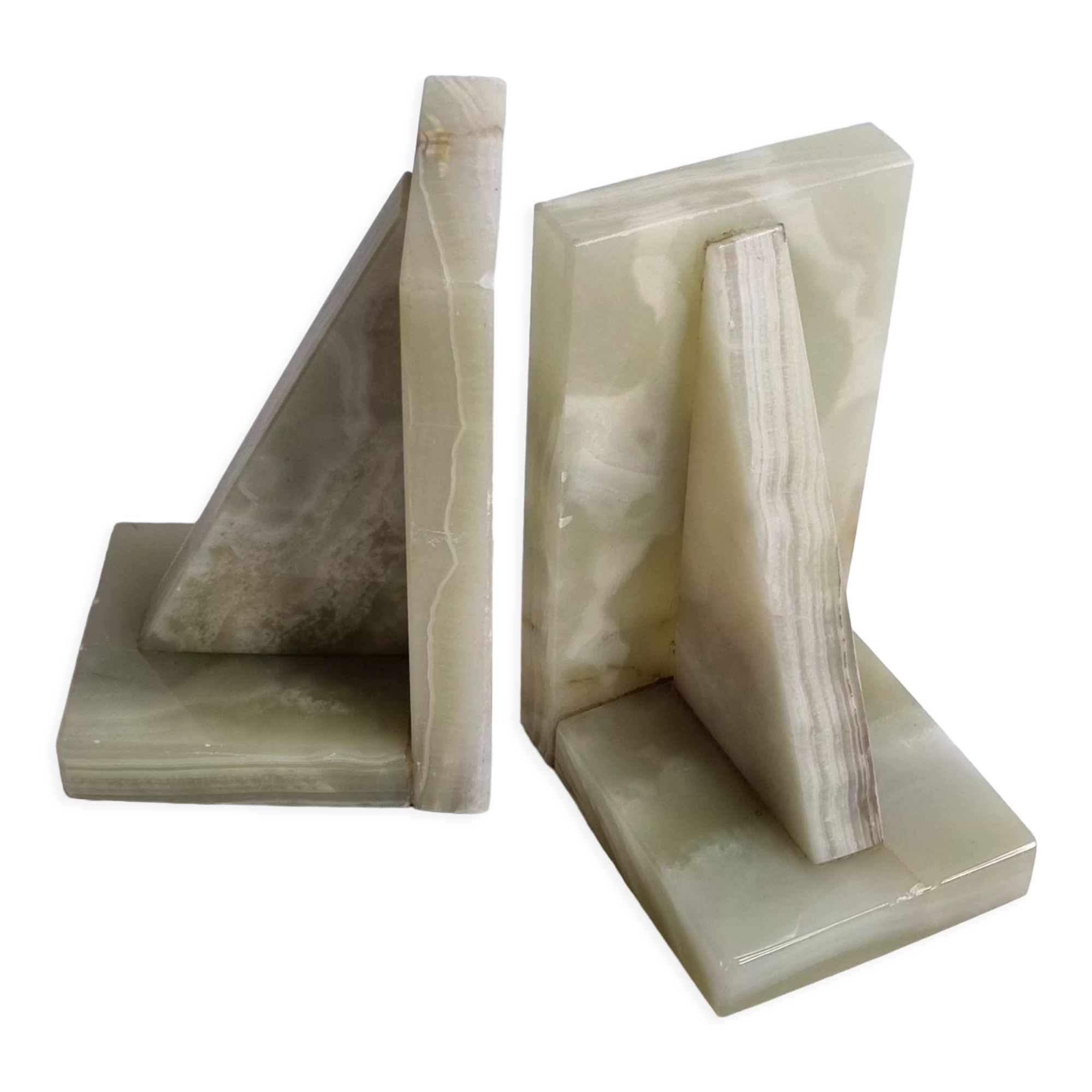 Pair of vintage onyx bookends, 70s, 14.5 cm