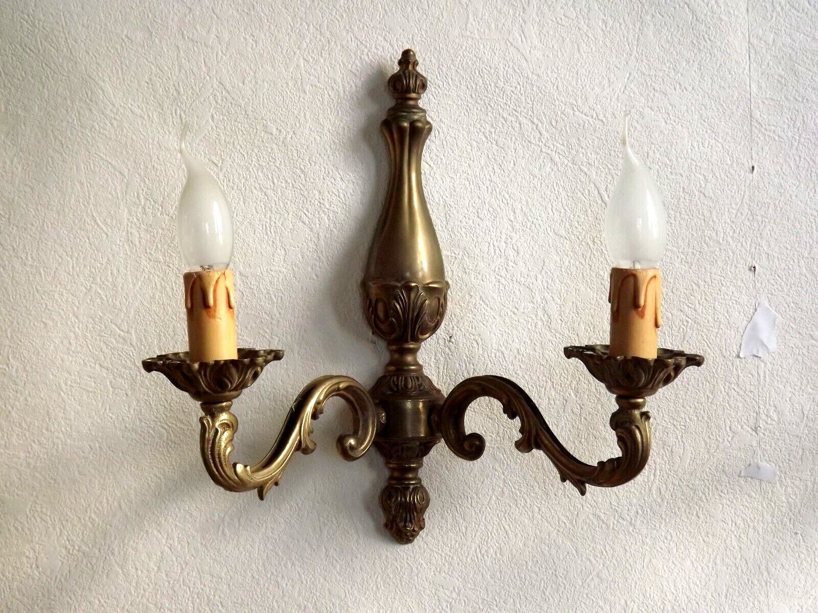 Pair of French vintage bronze traditional  art nouveau double wall lights