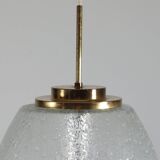 Vintage brass and frosted glass suspension, mid-century style, Doria Germany.