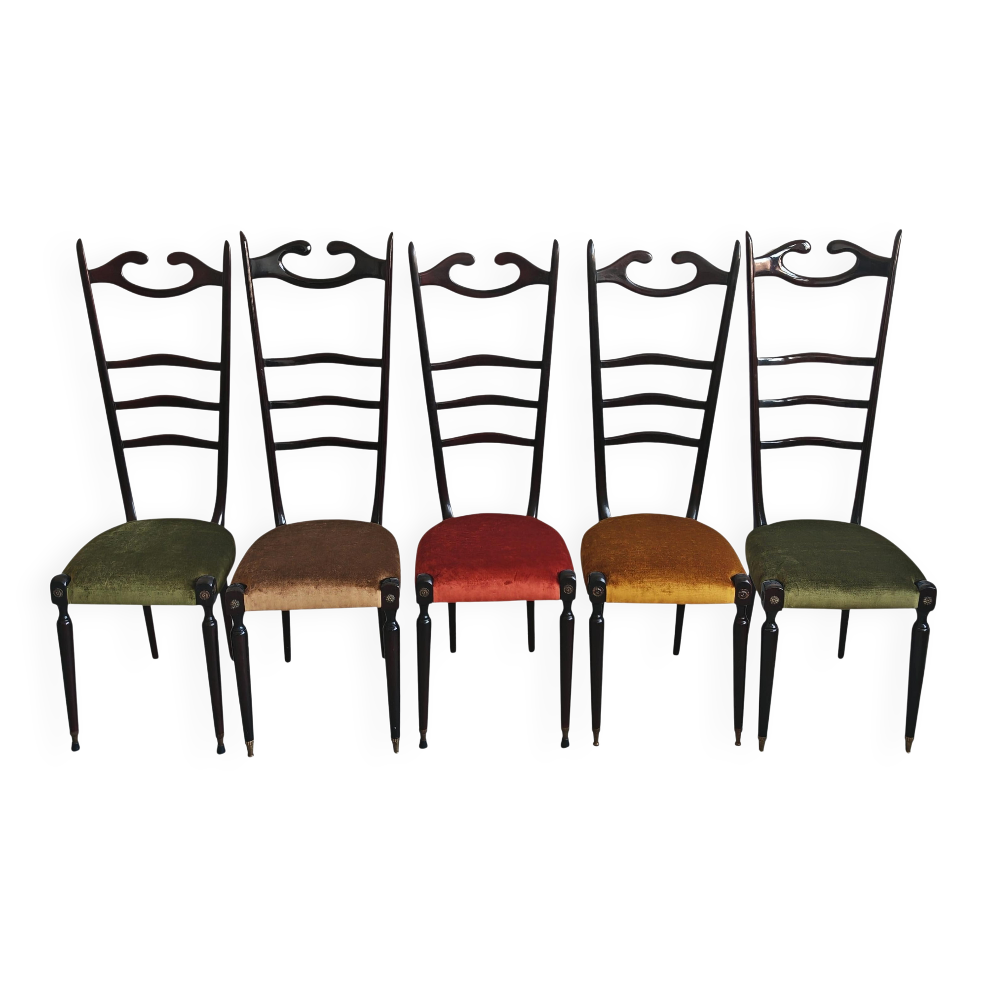 Chiavari chairs with high backs Mid Century Modern Paolo Buffa 1950s