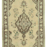 1970s handwoven vintage anatolian beige carpet 155 cm x 266 cm