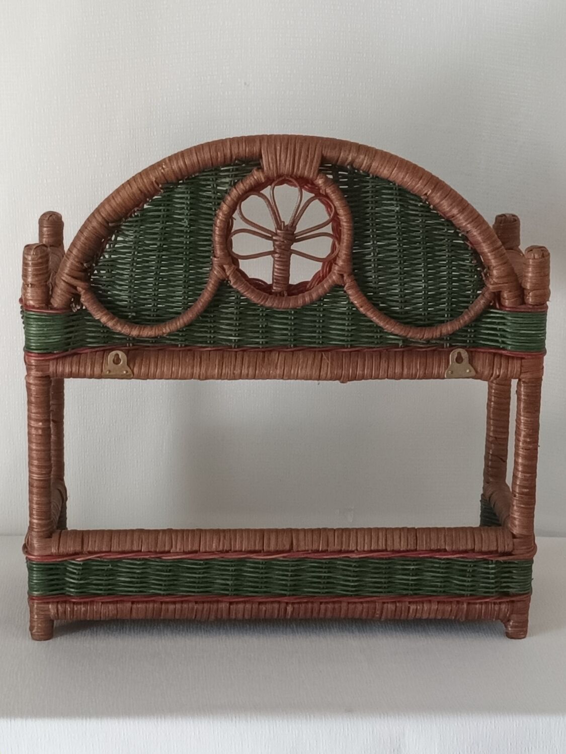 Vintage wicker wall shelf