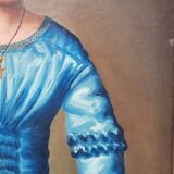 Peinture à l'huile de portrait victorien de la fin du XIXe siècle représentant une jeune fille, encadrée