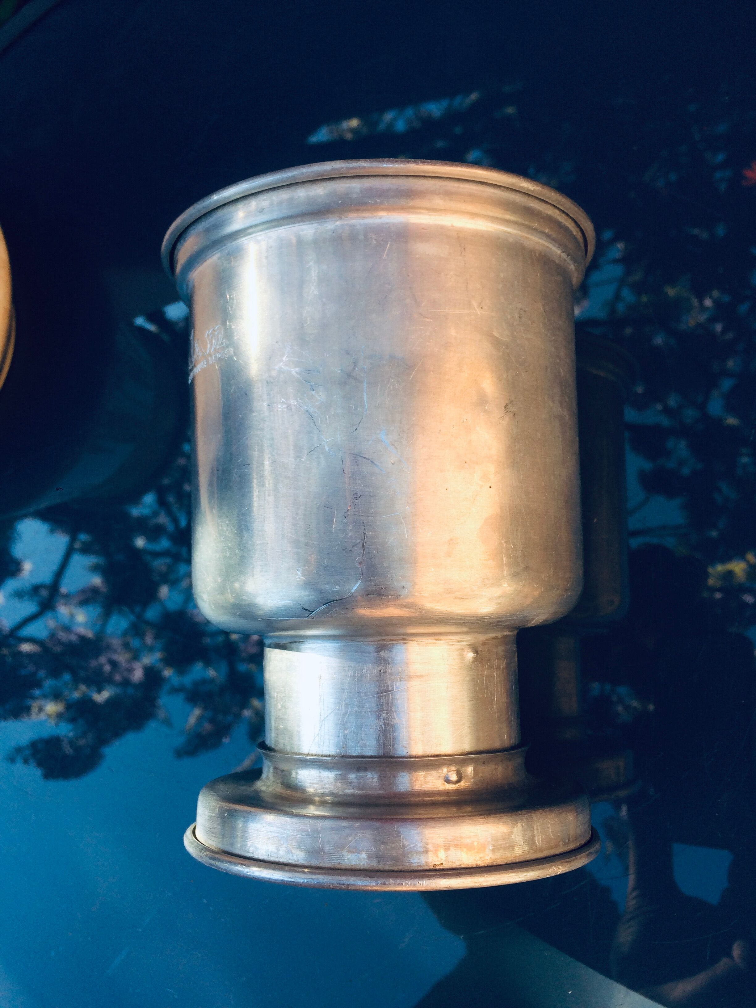 Ancienne cafetière mécanique en faïence et filtre en acier - Villeroy et Boch