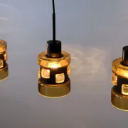 Set of 3 pendant lamps by Victor Bernt for Flygsfors, Sweden, 1960s