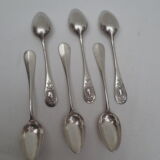 Suite of 6 small silver dessert spoons, medallion decoration