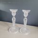 Pair of antique molded glass candlesticks