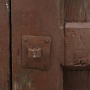 Large 17th century Monastery doors in terracotta lacquered oak, Portugal