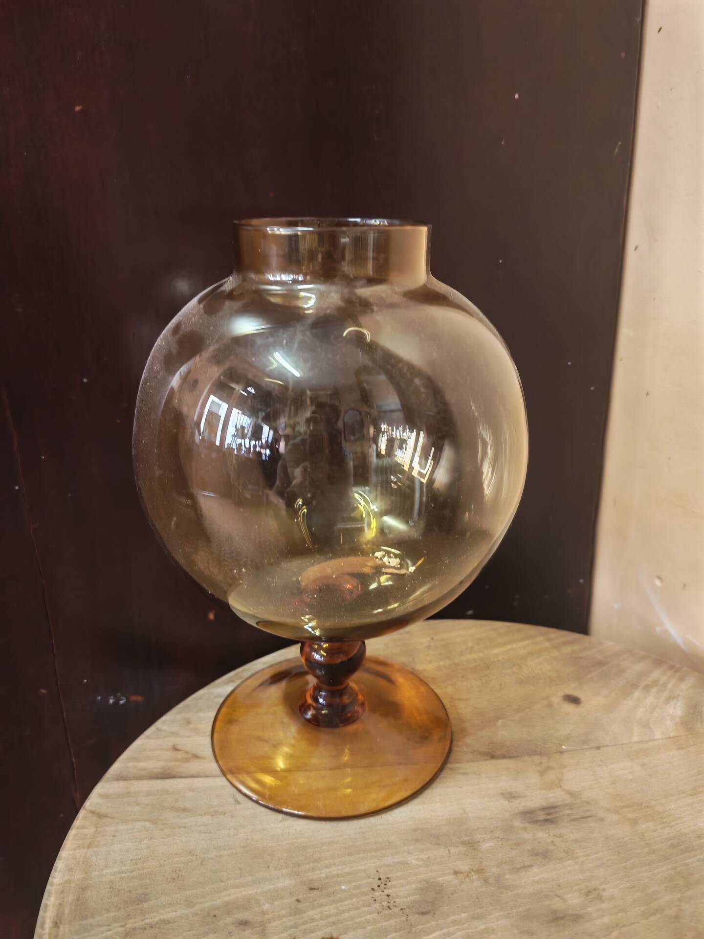 Balloon vase Empolie in blown amber glass Italy 1970