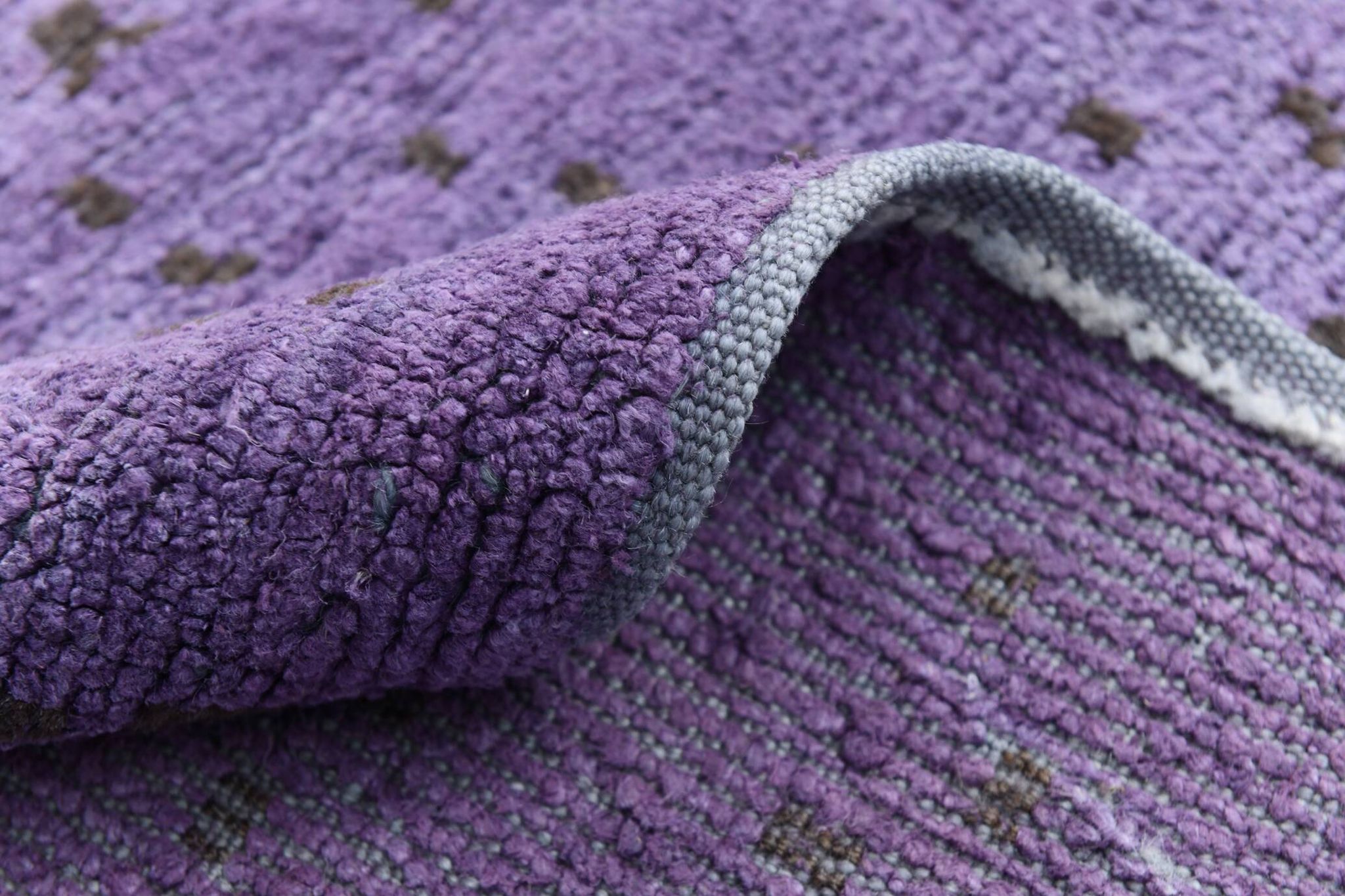 Purple & Brown Polka Dot Kilim Rug, 206x263Cm