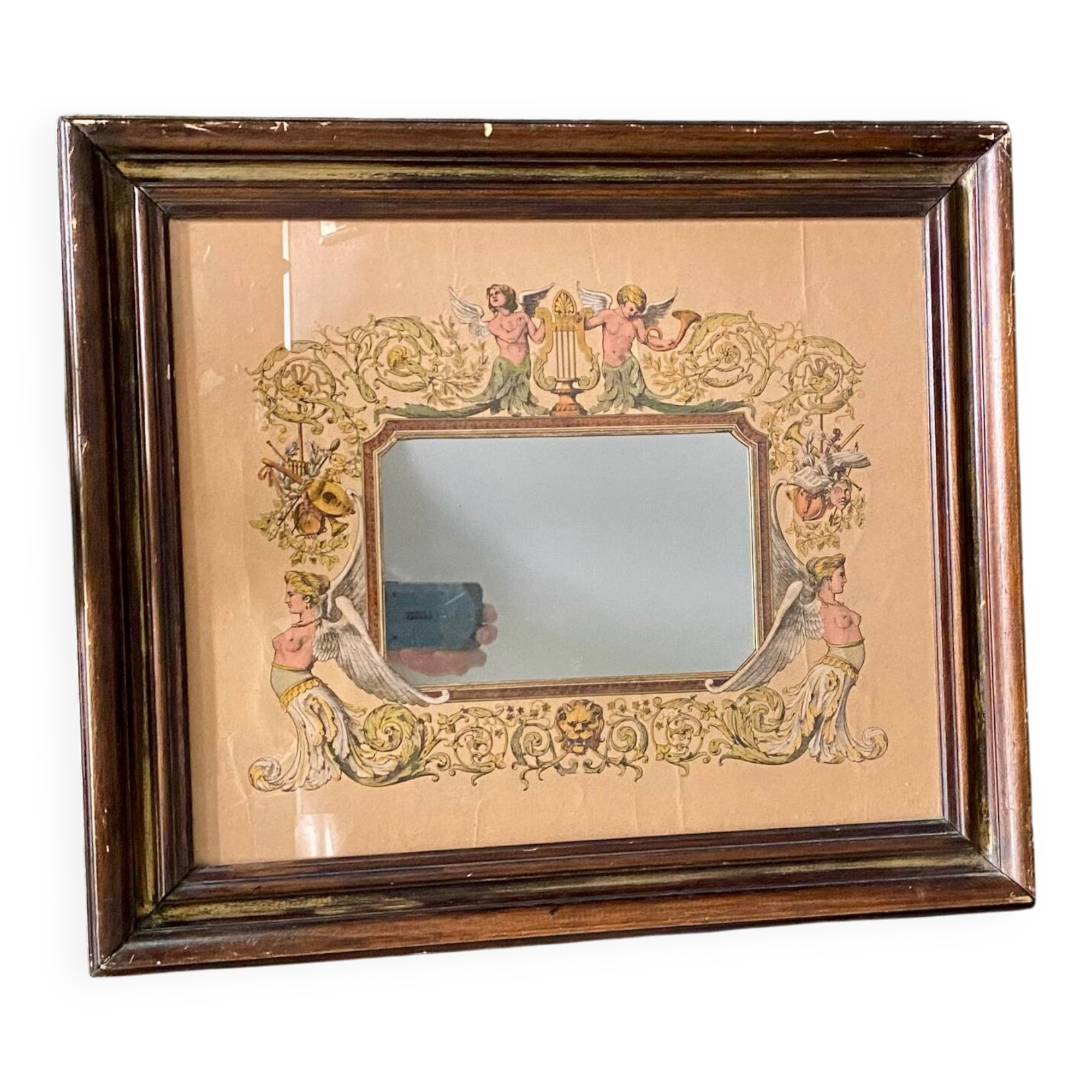 Antique wooden mirror