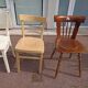 Set of 10 mismatched wooden bistro chairs - vintage