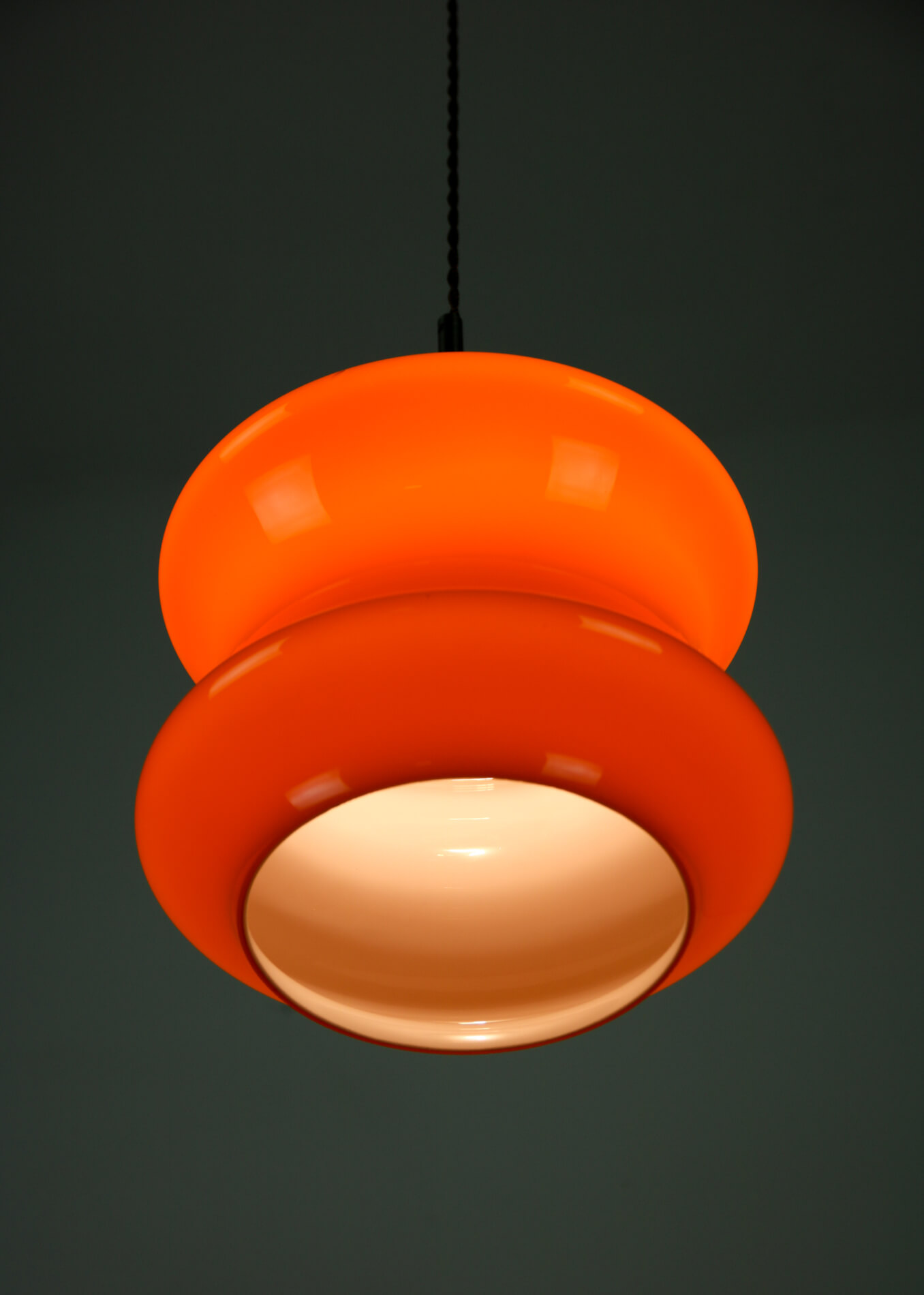 Mid-century orange glass pendant lamp