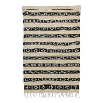 Ethnic black and white kilim rug