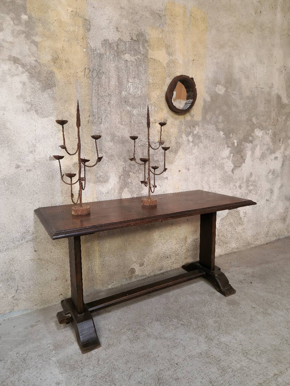 Massive wooden refectory table 1950