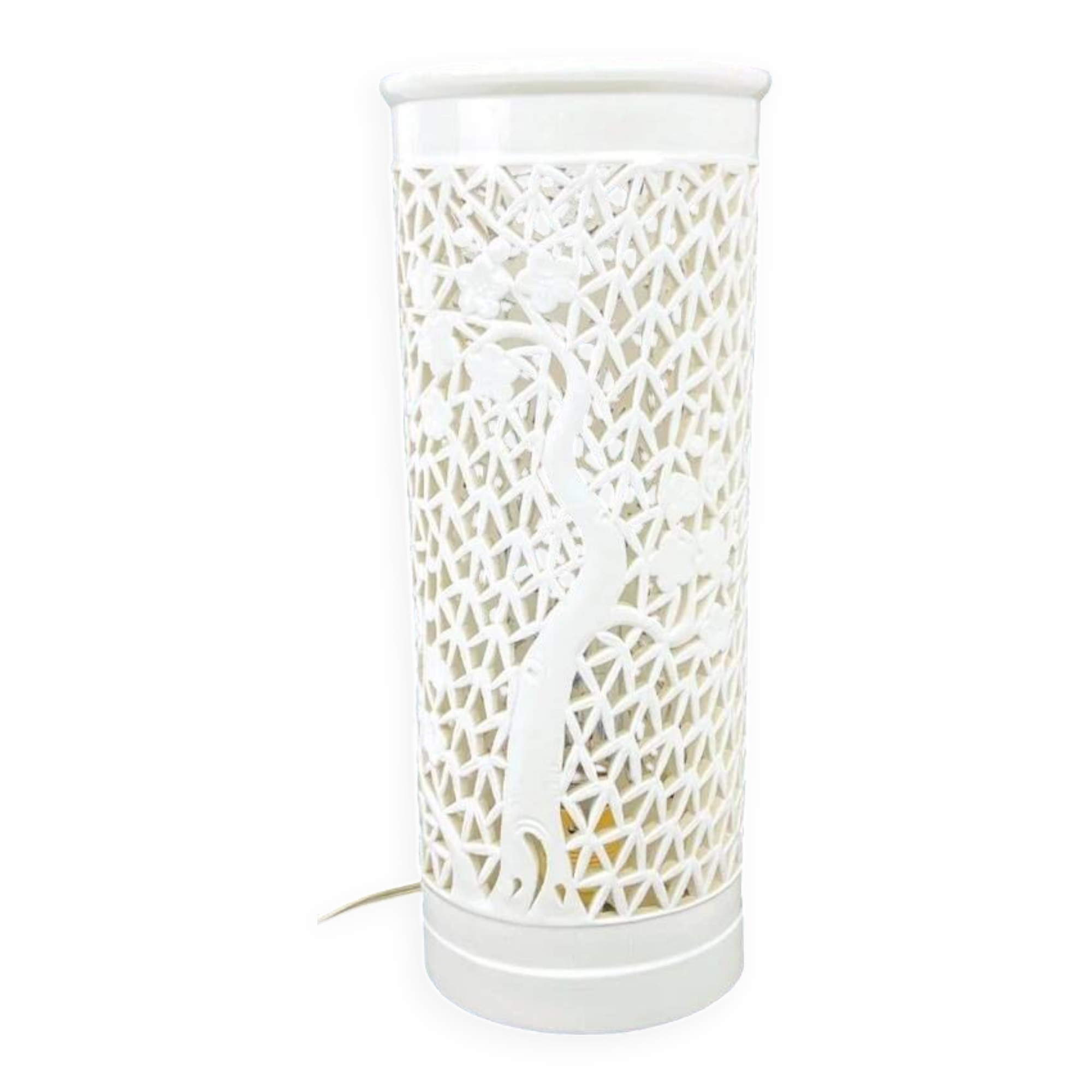 Openwork lamp in white Chinese porcelain – 31 cm