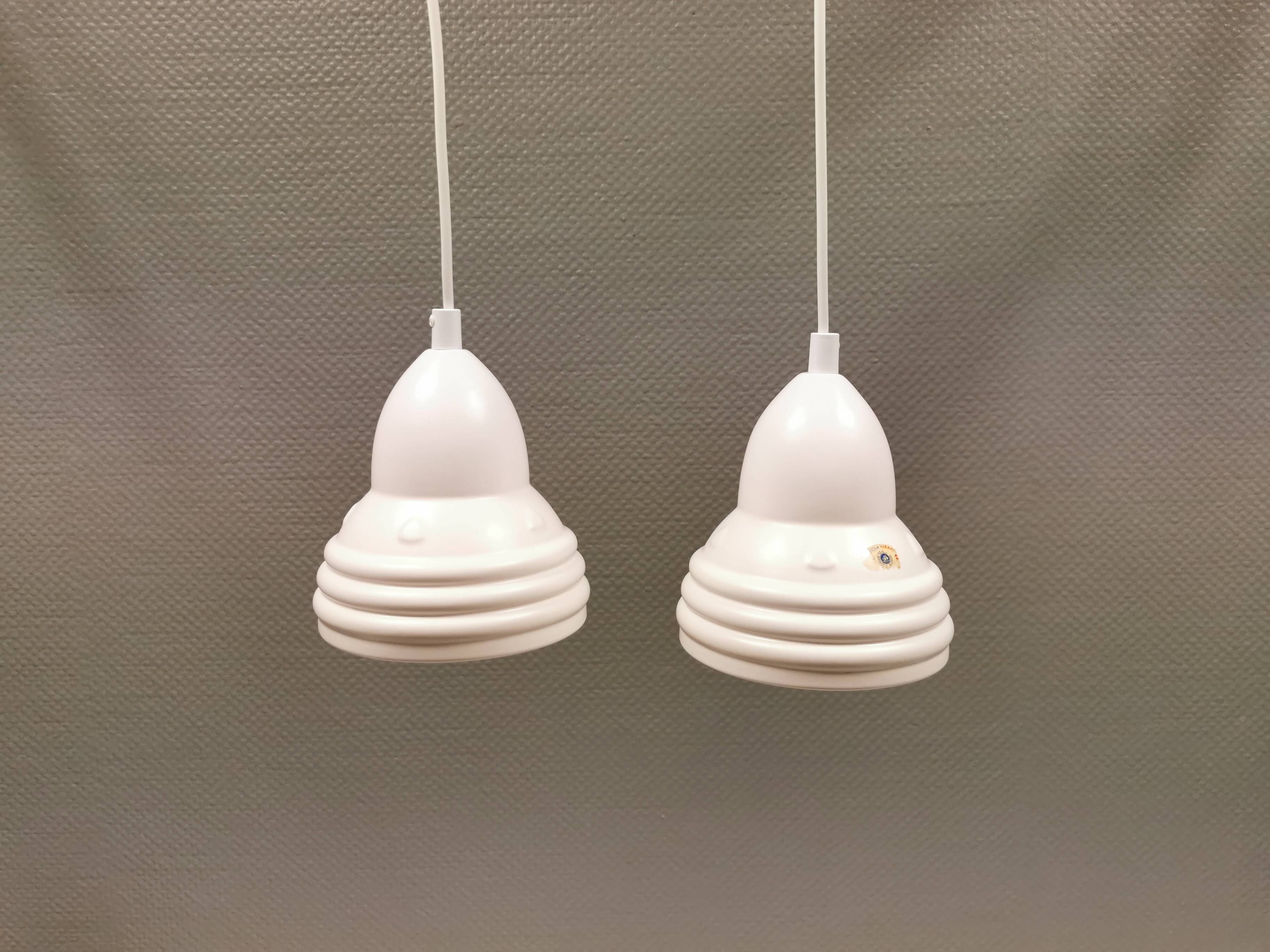 Two small ceramic hanging lights from Danish Søholm, estimated 1980s.