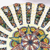 Ancien plat sur pied signé Pesaro Italia années 20 multicolore