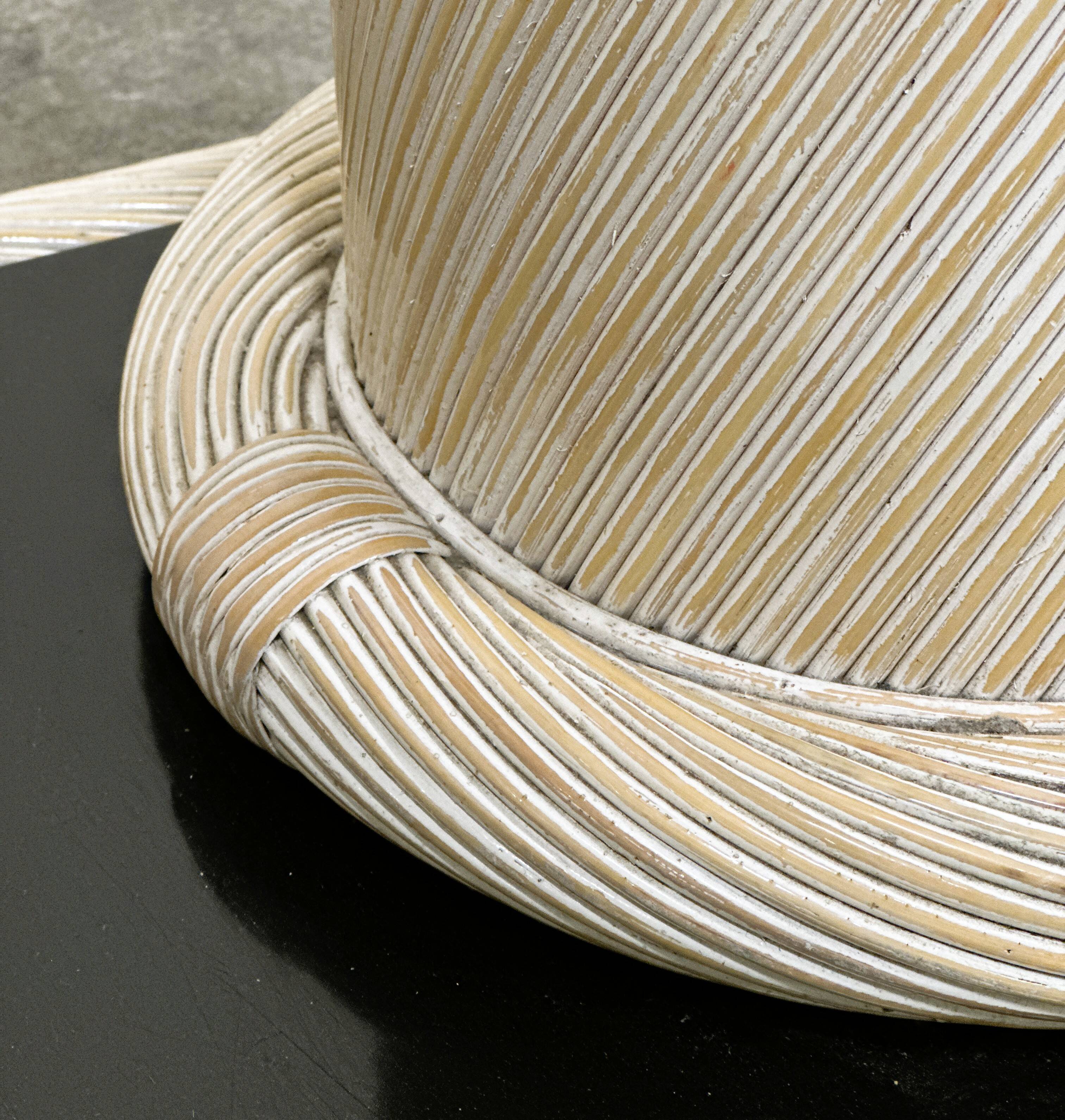 1970s Howard Dilday Organic Rattan Console Table with Black Lacquer Border.