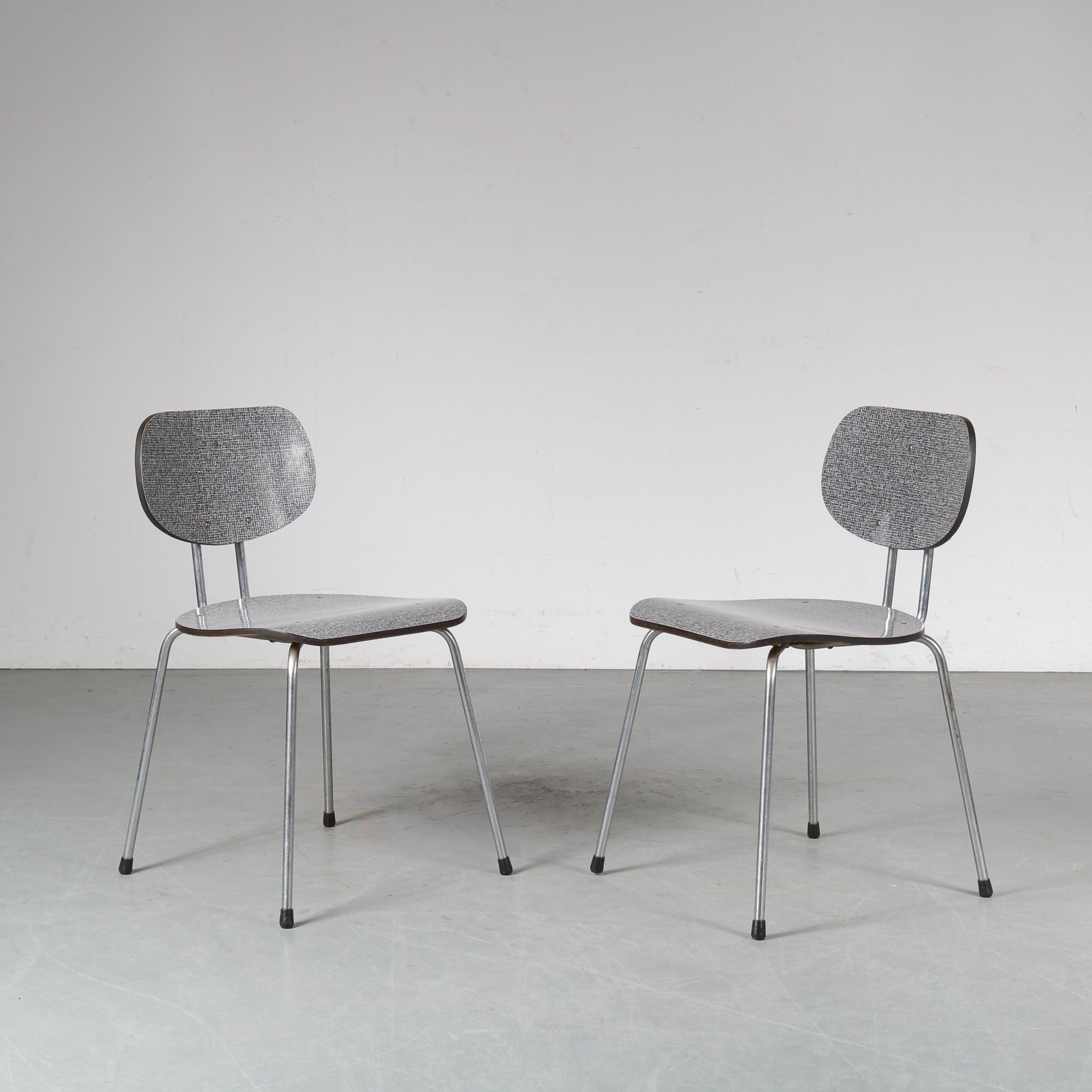 Pair of “CT2” dining chairs by Willy van der Meeren for Tubax, Belgium 1950