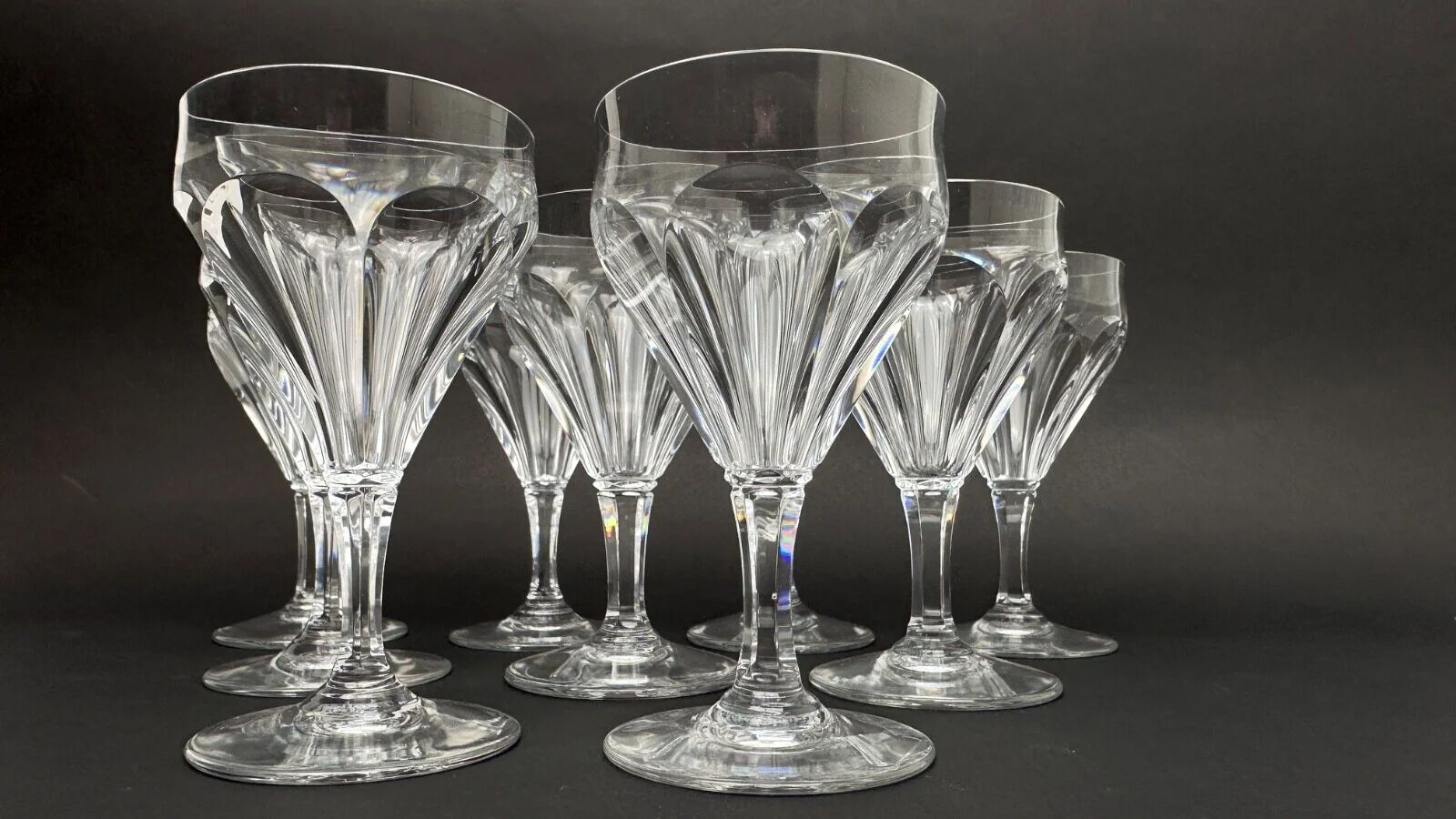 Baccarat, suite de 9 verres à porto modèle Duchesse de Dino