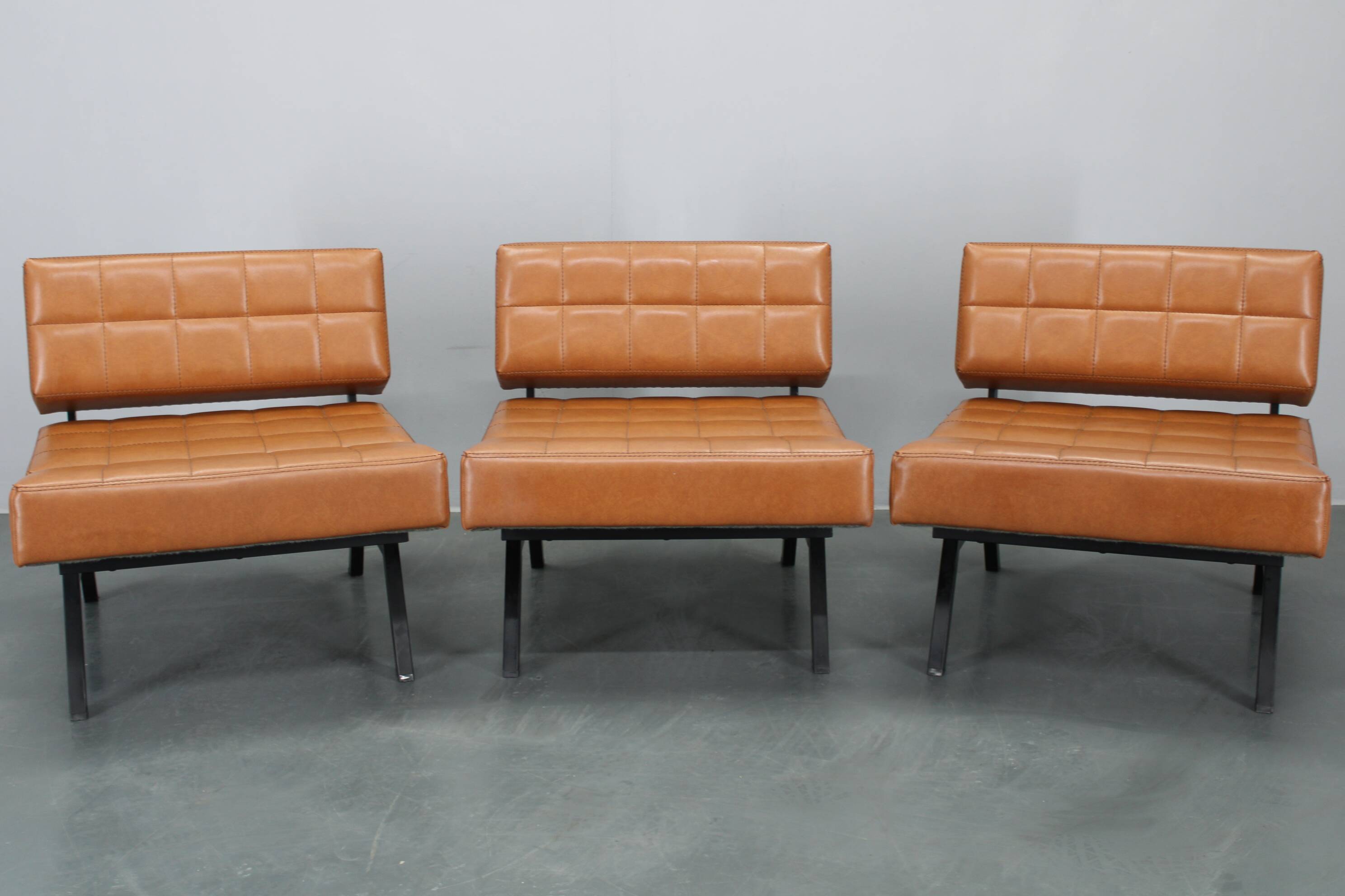 1970s Brevetti IPE Set Of Three RARE Convertible Lounge Chairs, Italy