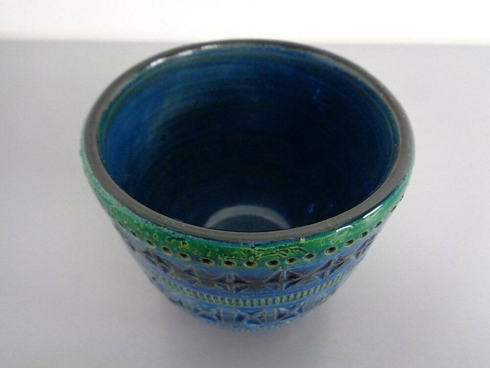 Italian Rimini Blue Ceramic Cachepot by Aldo Londi for Bitossi, 1960s