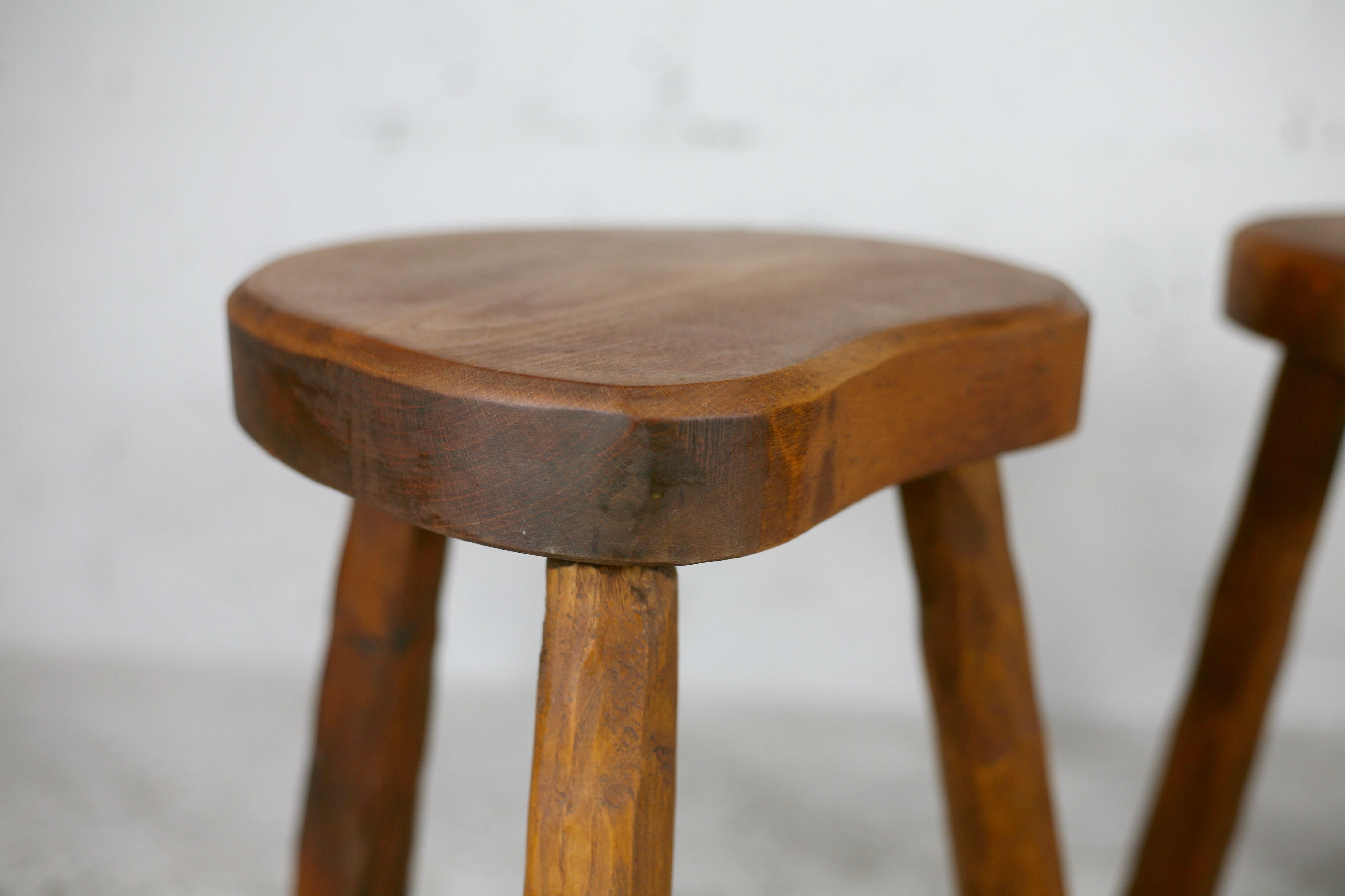 Pair of brutalist stools, France, circa 1960