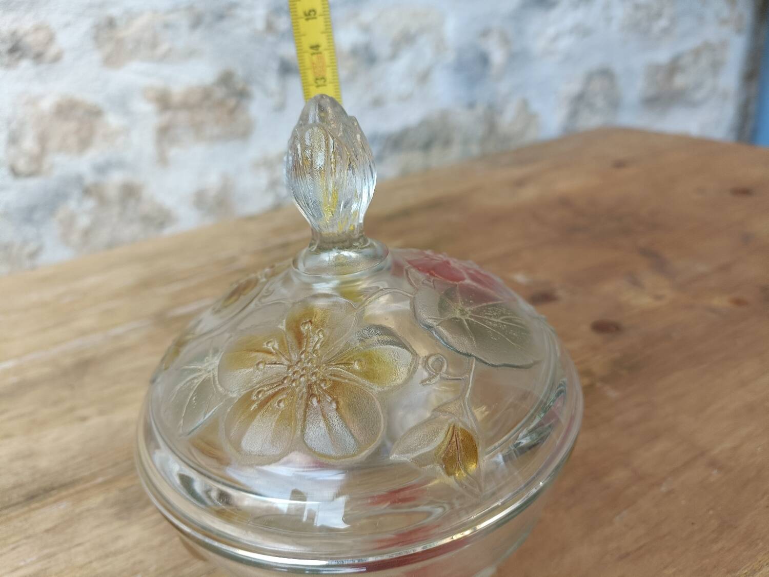 Candy dish, painted glass sugar bowl