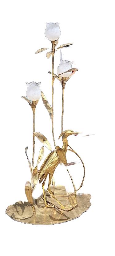 Lampadaire héron en laiton Hollywood Regency par Citonne Oggi 1970