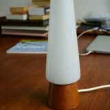 Scandinavian lamp opaline teak