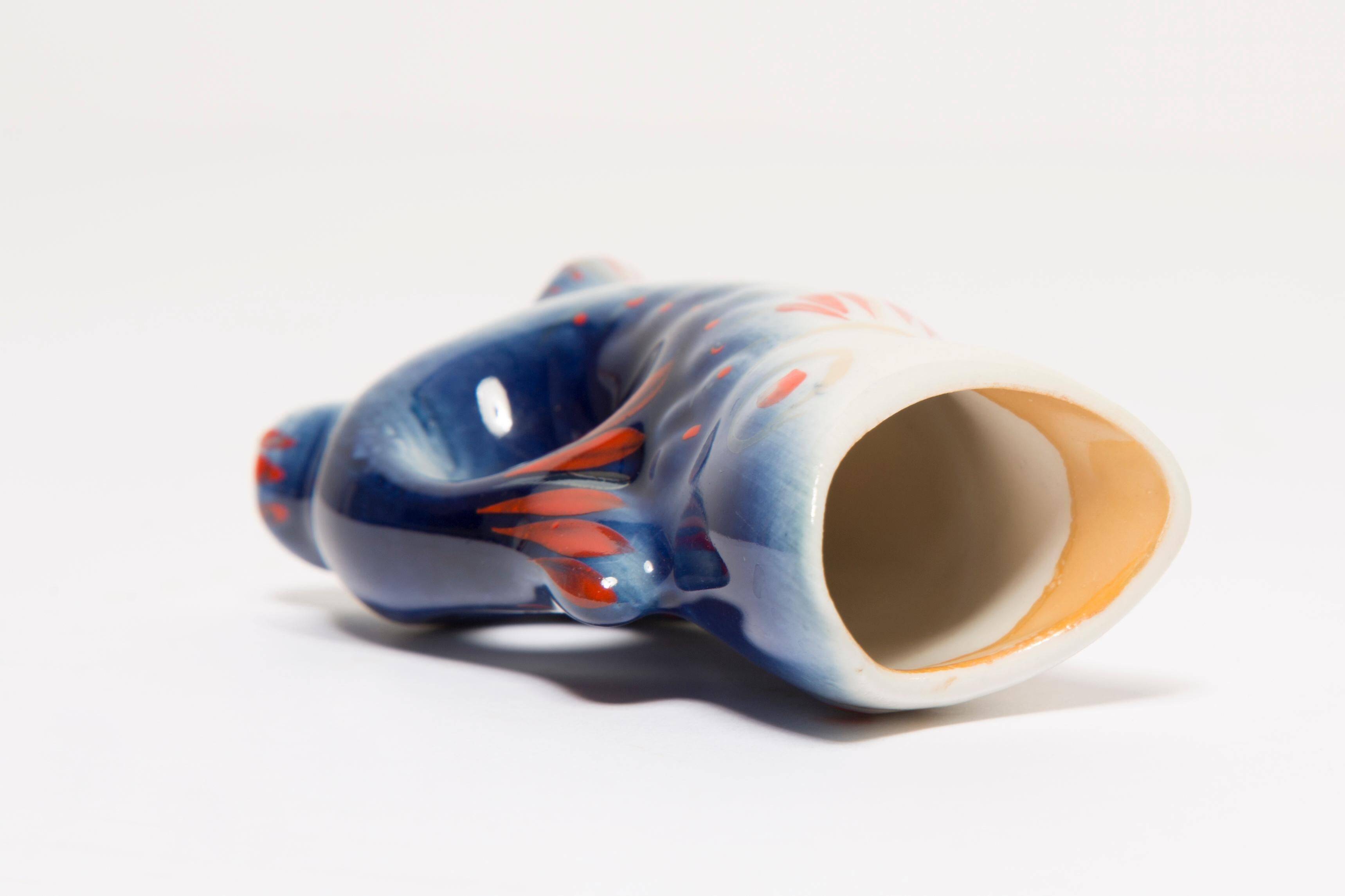 Set of 7 blue glass fish, mid-20th century.