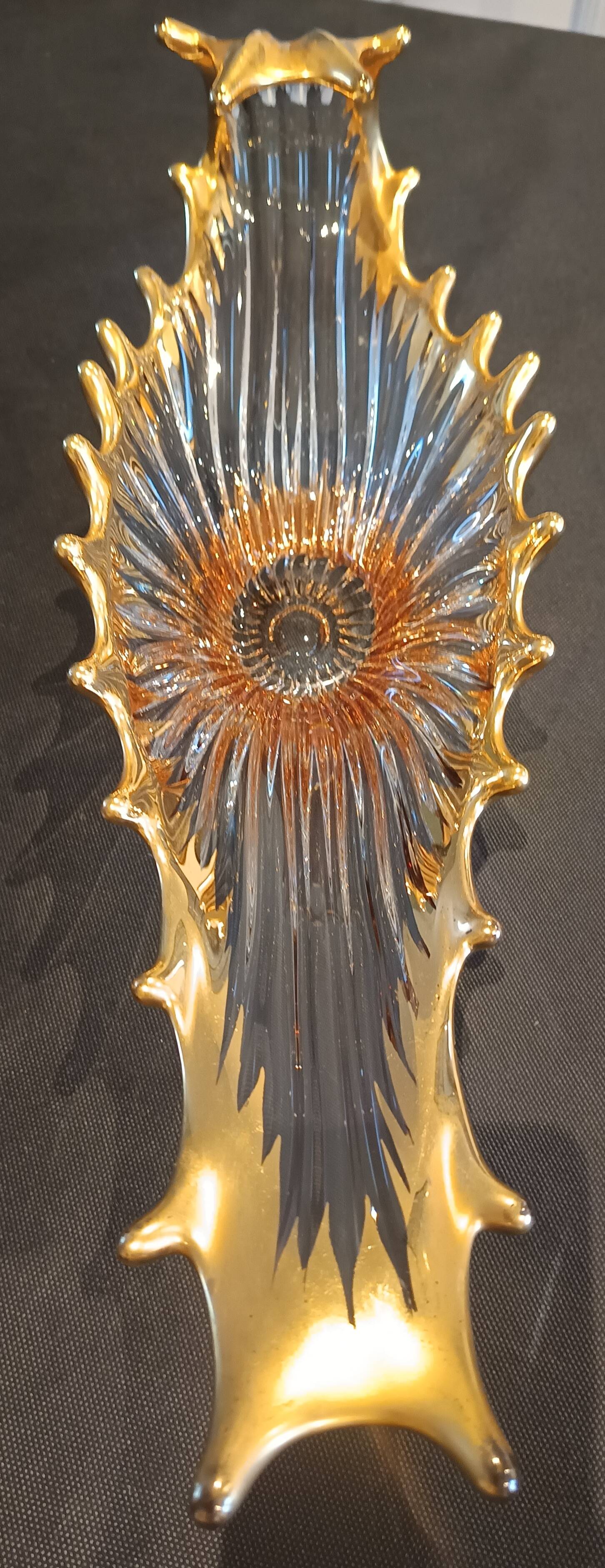 Crystal and gold centrepiece Royal Crystal of Bayel 1950