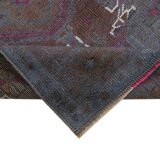 Handwoven distressed anatolian purple runner carpet 85 cm x 317 cm