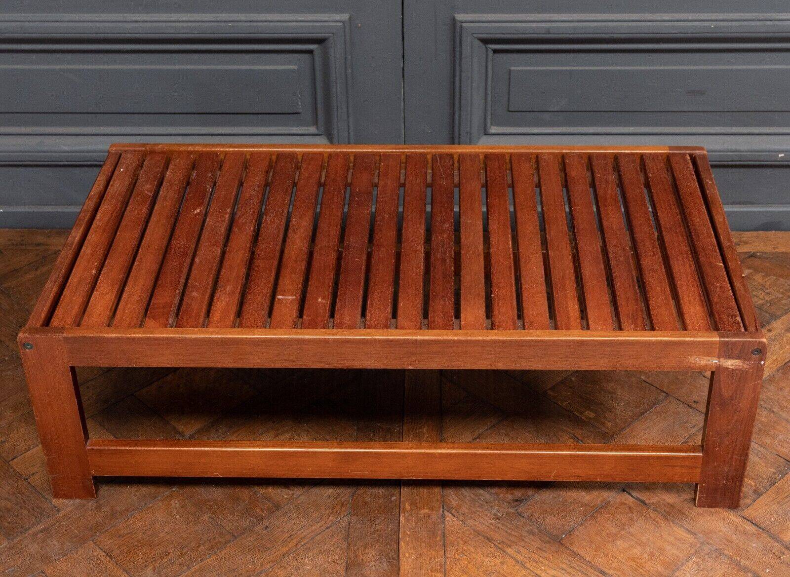 Wooden slatted coffee table 1980 removable top