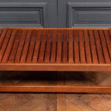 Wooden slatted coffee table 1980 removable top