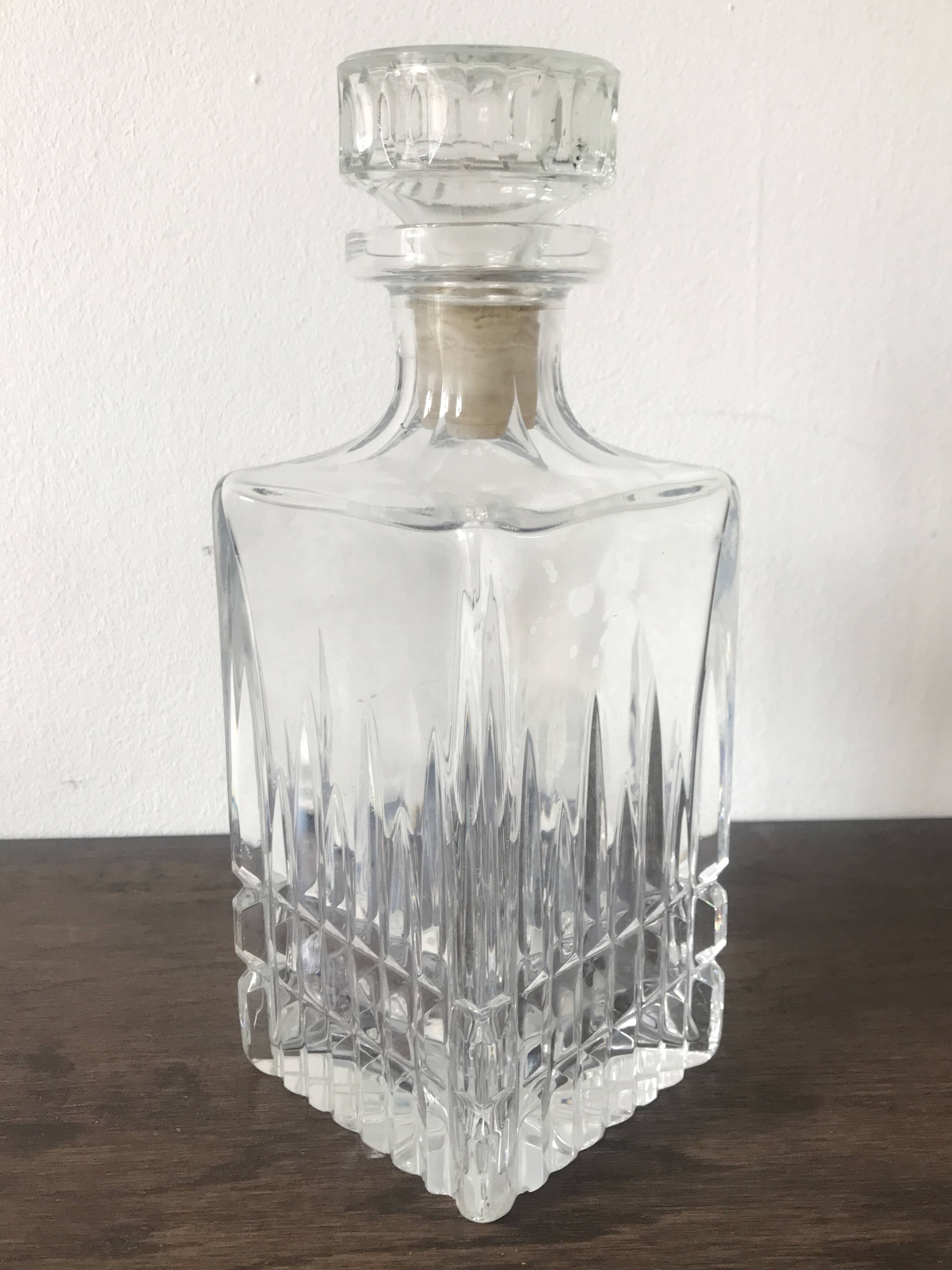 Crystal glass whiskey decanter
