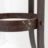 Paire de tabourets de bar brutalistes en chêne et fer forgé, années 1960