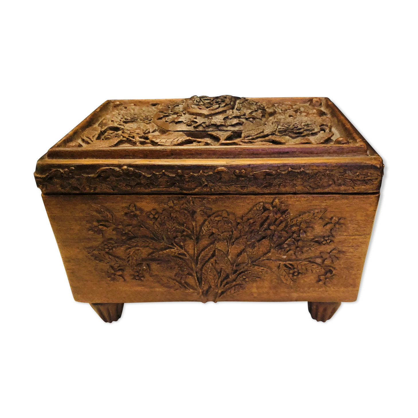 Carved wooden box