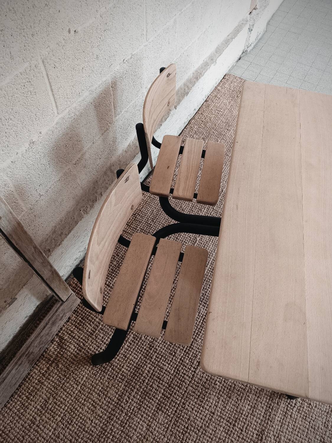 Old double school desk