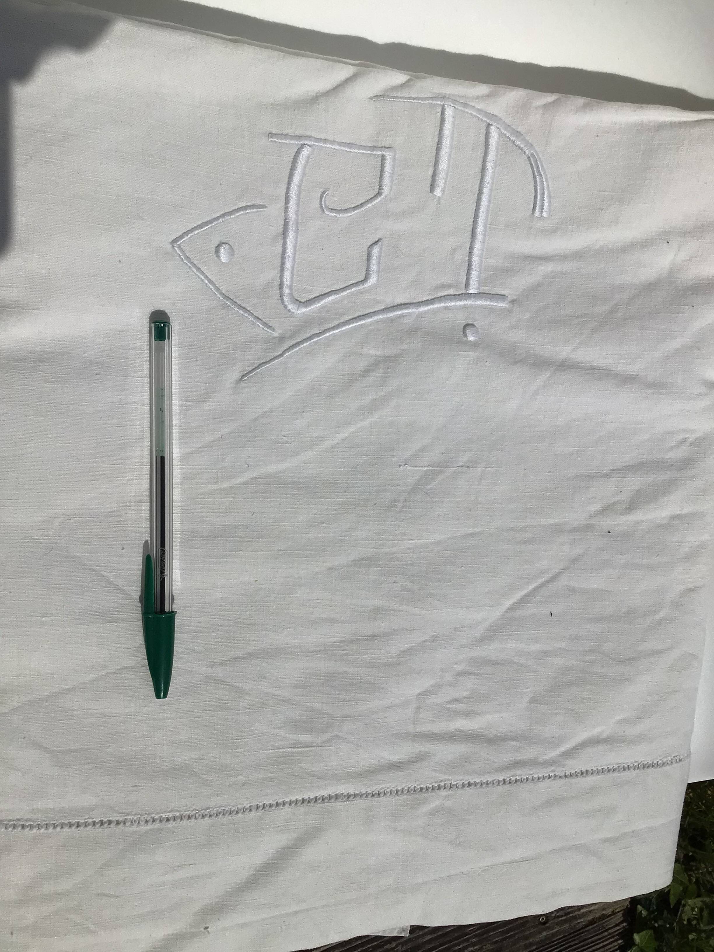 Embroidered 2-seater sheet CT linen new simple day cream