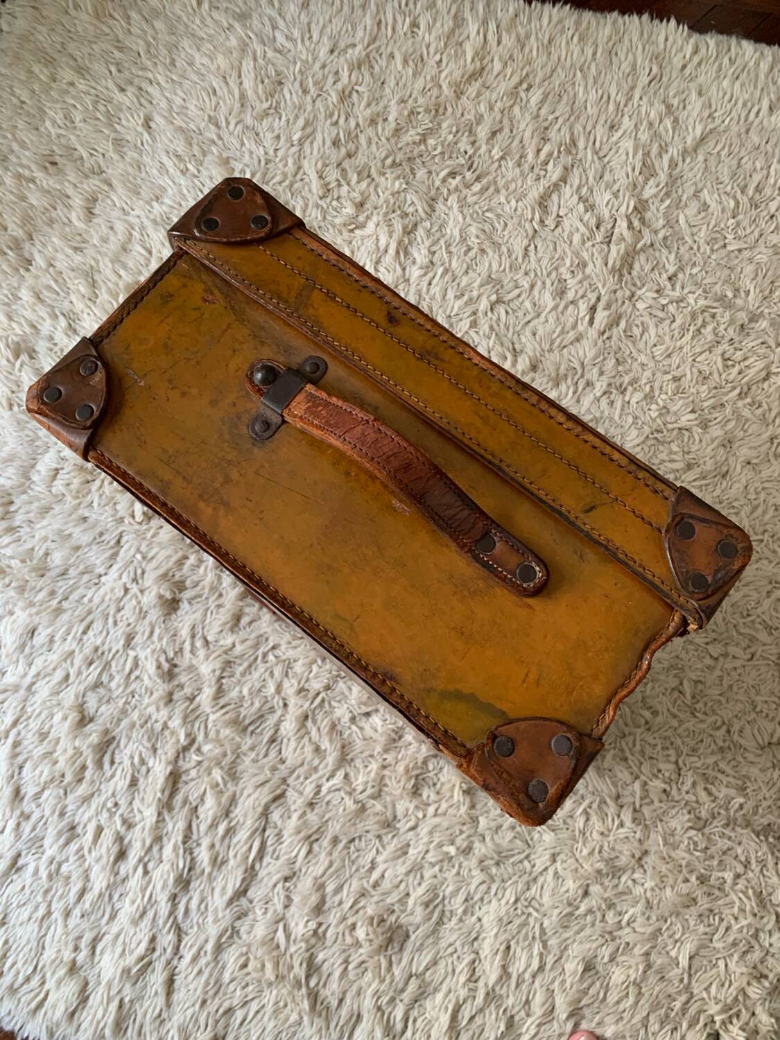 English leather suitcase, 1930s