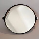 Vintage 1980s smoked brown PVC swivel mirror.