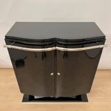 French Art Deco Bar Sideboard in Black Lacquer and Chrome, 1930