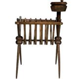 French vintage beech magazine rack, 1960s