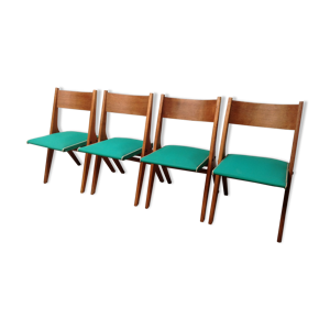 chaises vintage skai et bois