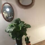 Mirror Scandinavian teak oval 36x57cm
