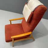 Scandinavian Beech Reclining Armchair, Sweden, 1950s